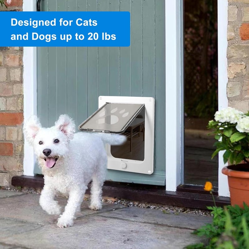 CEESC Dog Door for Pets Up to 20 lb, Weatherproof Pet Door for Cats and Dogs, Durable, Snap-in Closing Panel Included, Suitable for Interior and Exterior Doors(Small White) - Image 2
